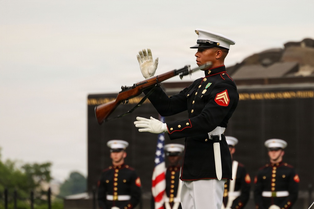 Marine Barracks Washington Hosts Michigan Representative at a Sunset Parade