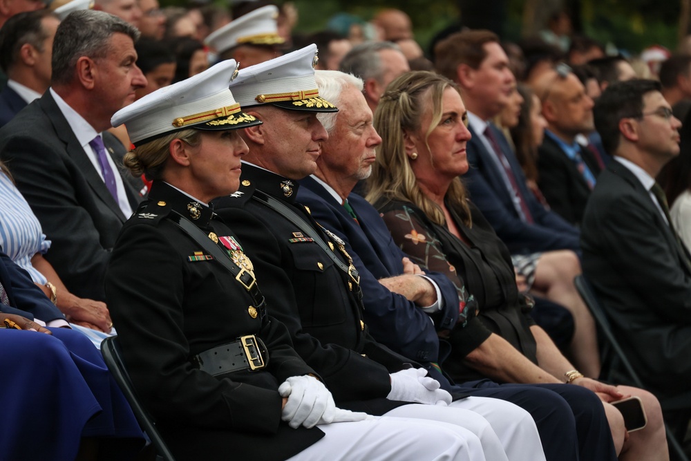Marine Barracks Washington Hosts Michigan Representative at a Sunset Parade