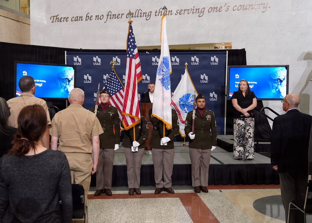 NAMRU San Antonio, PHC-West Soldiers present Colors at USAA Army Birthday Celebration