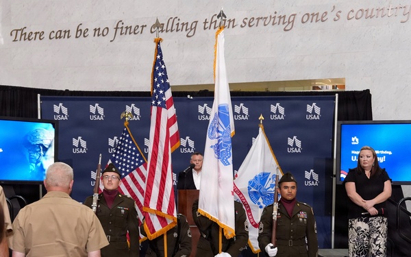 NAMRU San Antonio, PHC-West Soldiers present Colors at USAA Army Birthday Celebration