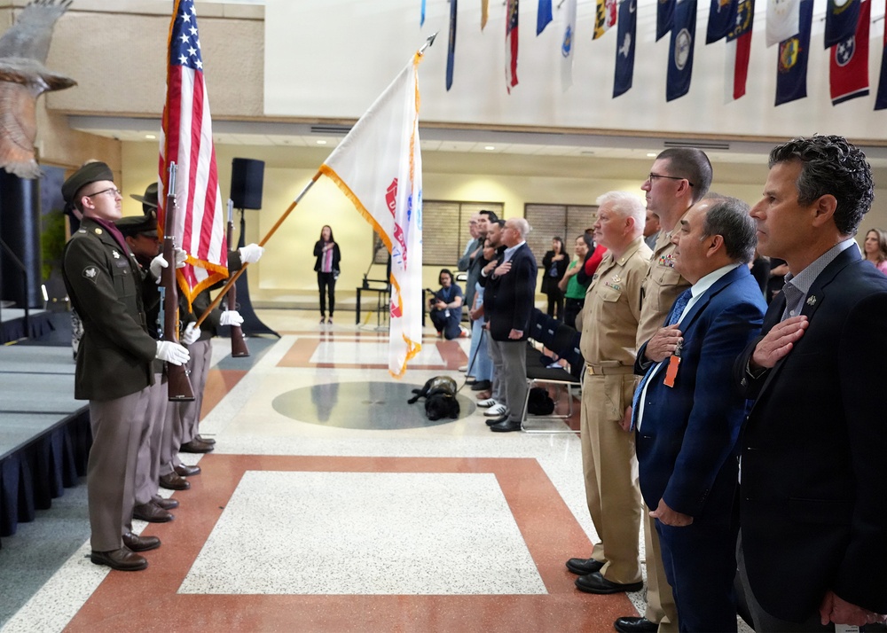 NAMRU San Antonio, PHC-West Soldiers present Colors at USAA Army Birthday Celebration