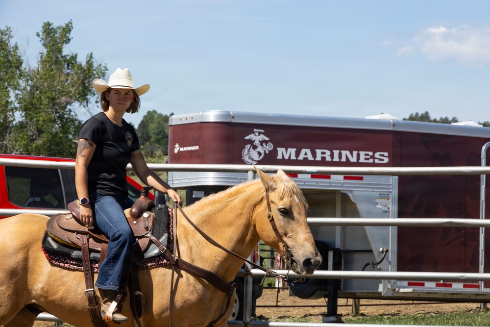 Marine Corps Mounted Color Guard participates in Elizabeth Stampede 2026