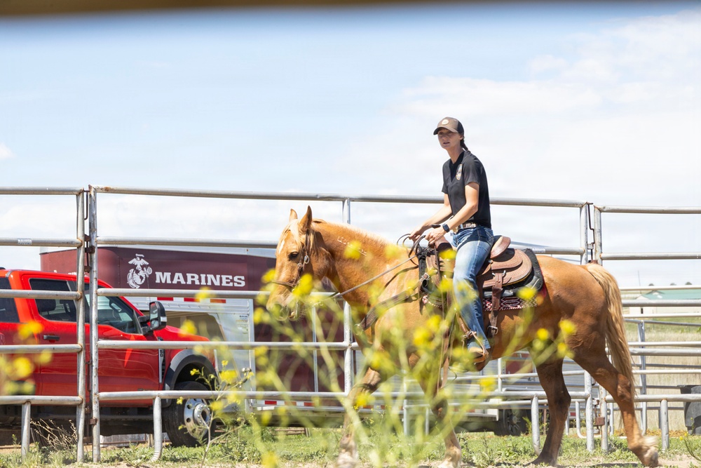 Marine Corps Mounted Color Guard participates in Elizabeth Stampede 2026