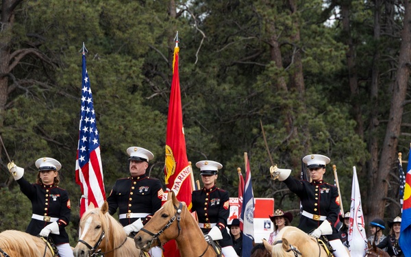 Marine Corps Mounted Color Guard participates in Elizabeth Stampede 2026