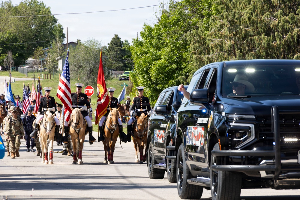 Marine Corps Mounted Color Guard participates in Elizabeth Stampede 2026