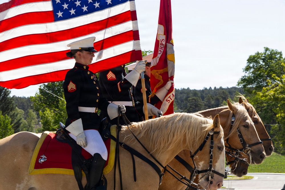 Marine Corps Mounted Color Guard participates in Elizabeth Stampede 2026