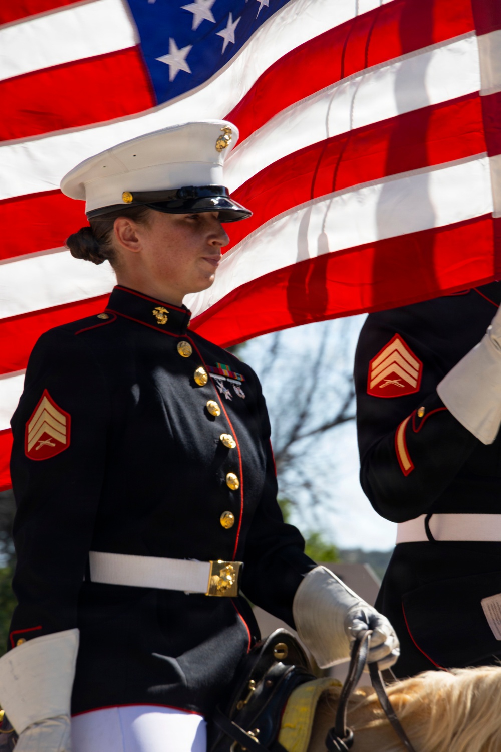 Marine Corps Mounted Color Guard participates in Elizabeth Stampede 2026