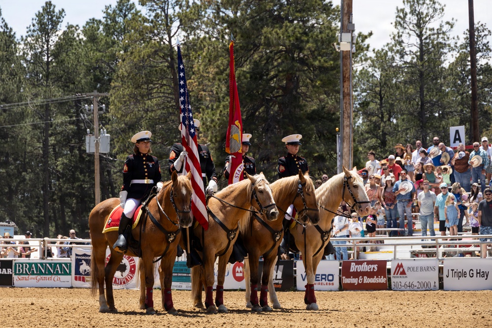 Marine Corps Mounted Color Guard participates in Elizabeth Stampede 2026