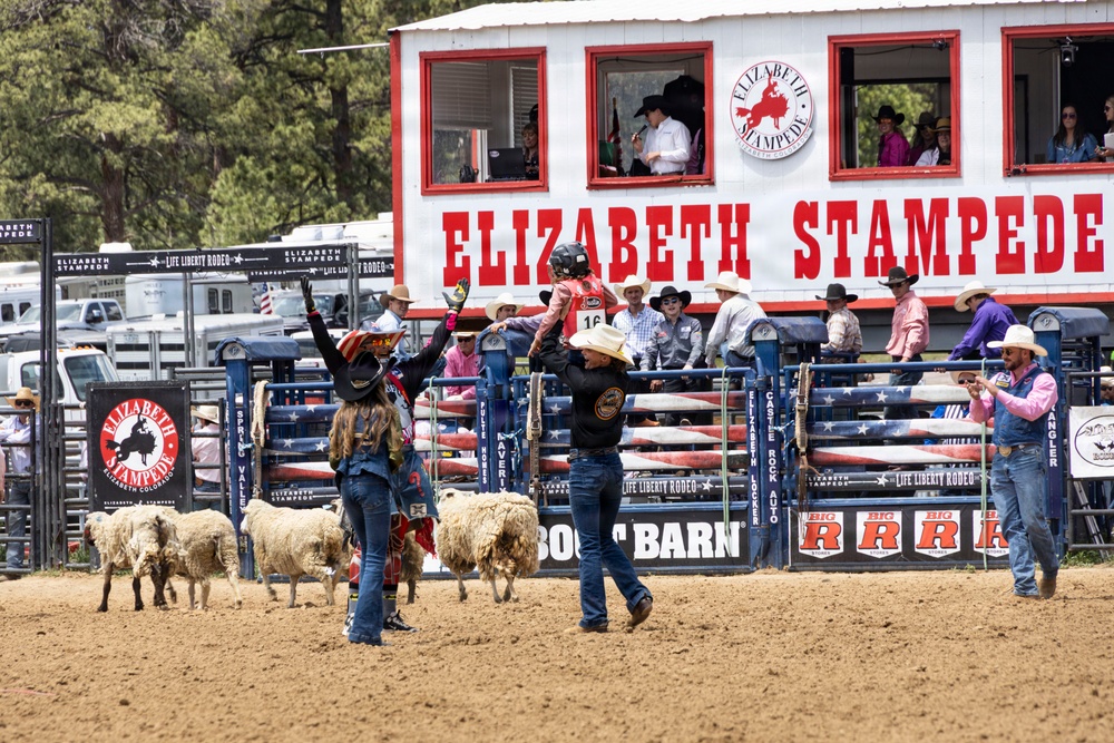 Marine Corps Mounted Color Guard participates in Elizabeth Stampede 2026