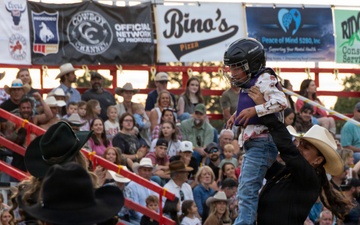 Marine Corps Mounted Color Guard participates in Elizabeth Stampede 2026