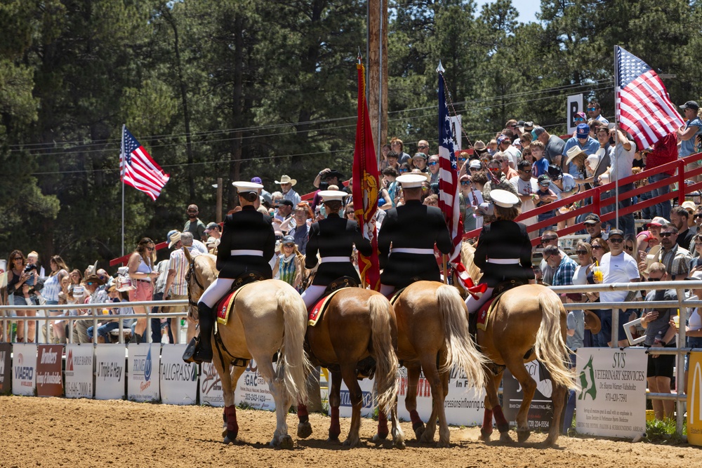 Marine Corps Mounted Color Guard participates in Elizabeth Stampede 2026