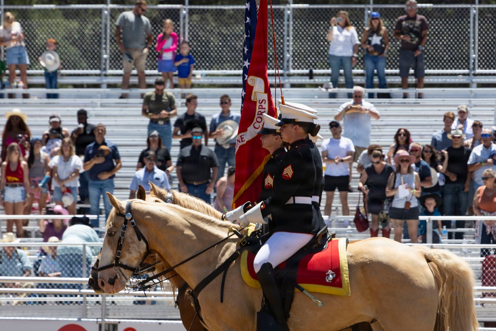 Marine Corps Mounted Color Guard participates in Elizabeth Stampede 2026