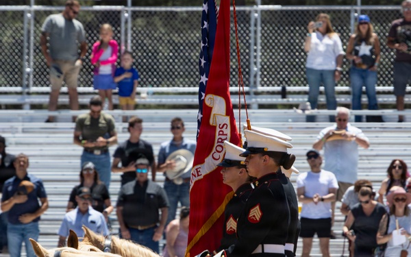 Marine Corps Mounted Color Guard participates in Elizabeth Stampede 2026