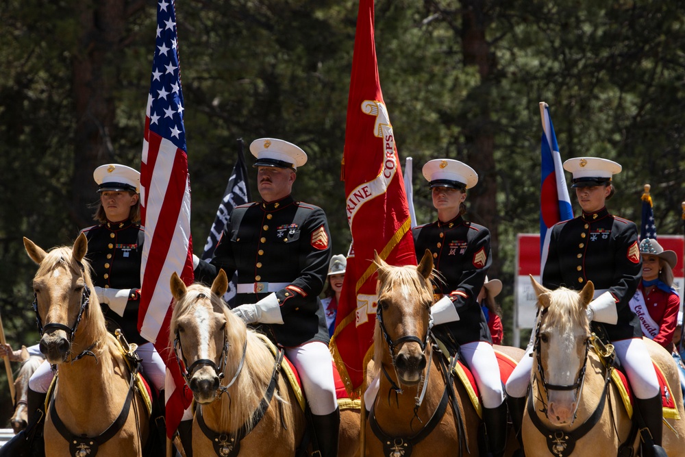 Marine Corps Mounted Color Guard participates in Elizabeth Stampede 2026