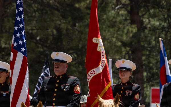 Marine Corps Mounted Color Guard participates in Elizabeth Stampede 2026