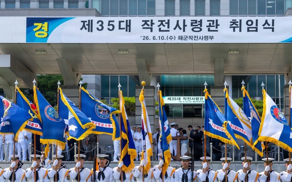 The Republic of Korea Fleet Welcomes Vice Admiral Kwak Kwang-seop as the Commander of the Republic of Korea Fleet on Busan Naval Base, South Korea