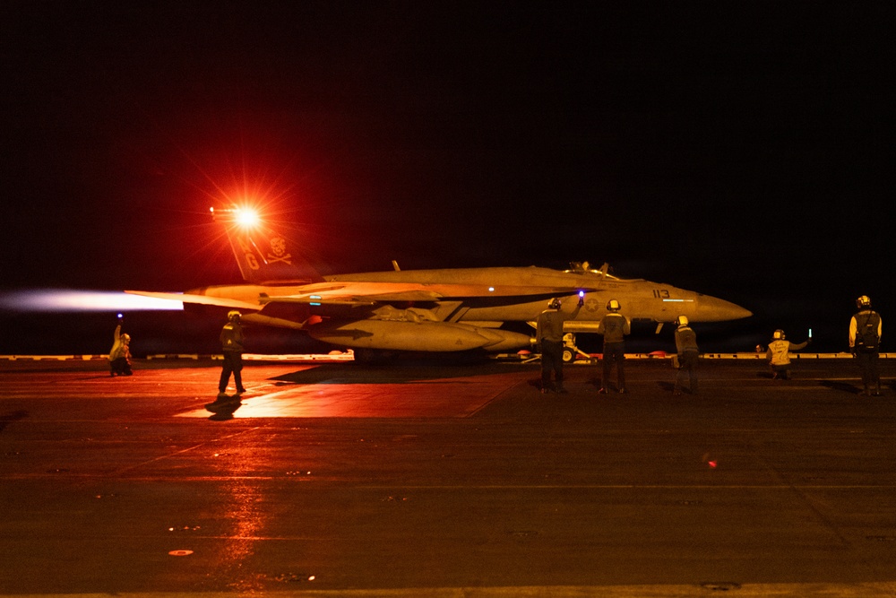 George H.W. Bush Conducts Night Flight Ops