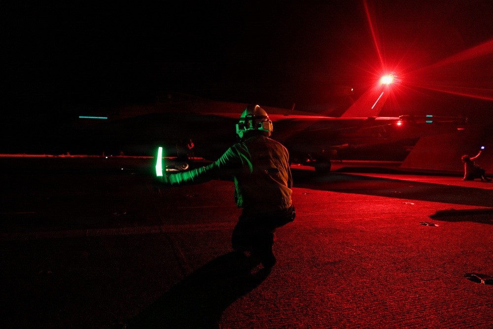 George H.W. Bush Conducts Night Flight Ops