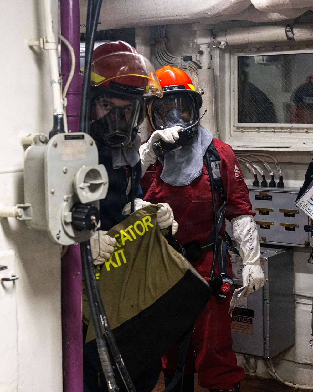 USS Mustin conducts a general quarters drill