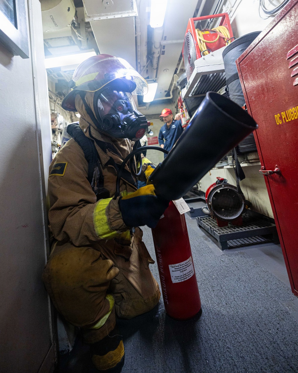 USS Mustin conducts a general quarters drill