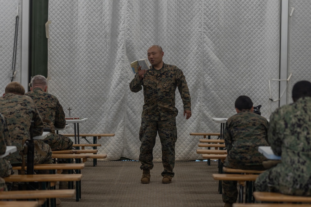 U.S. Marines and Sailors host religious service in the Baltic Region 