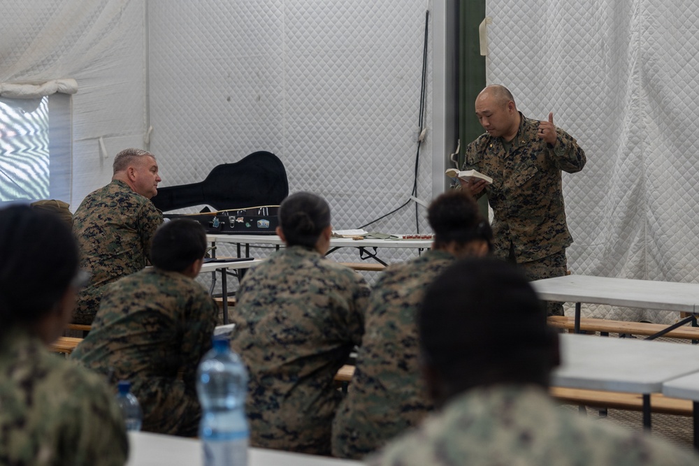 U.S. Marines and Sailors host religious service in the Baltic Region 