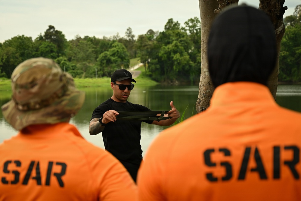Pararescuemen conduct swift water rescue training during Enduring Partners 2026
