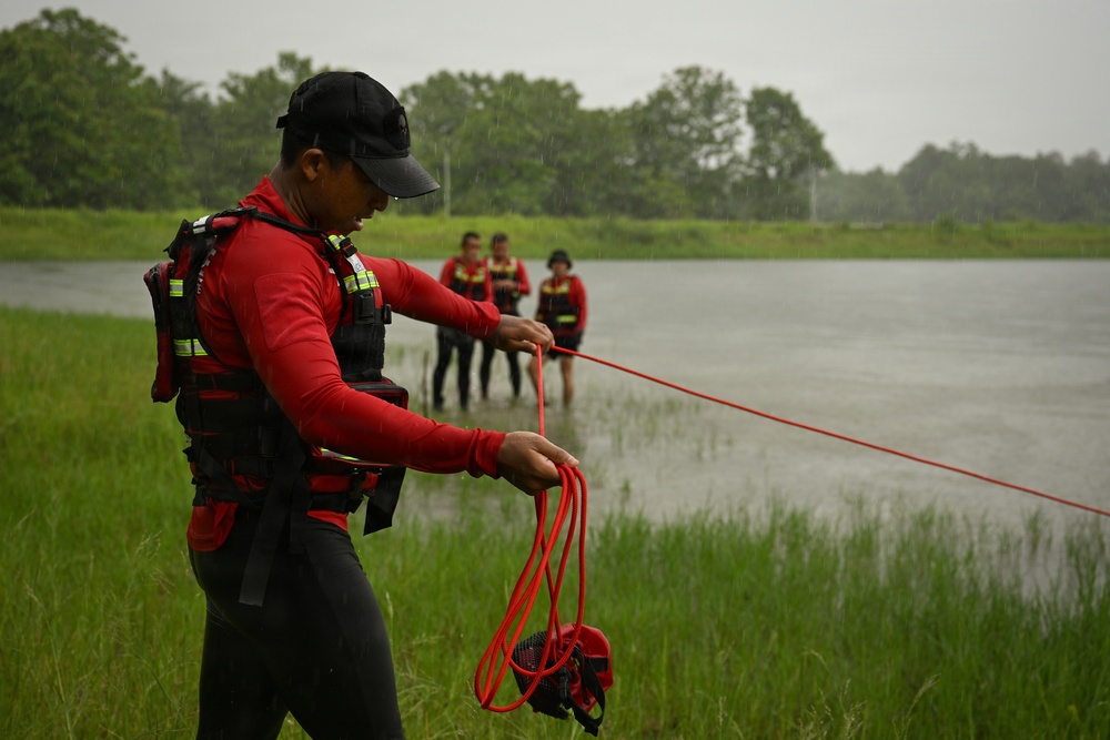 Pararescuemen conduct swift water rescue training during Enduring Partners 2026