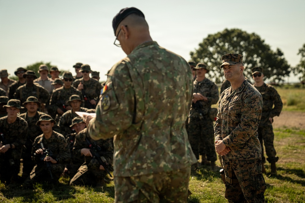 U.S. Marines participate in exercise Sea Breeze 26 opening ceremony in Romania