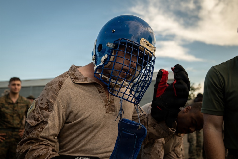 U.S. Marines compete in pugil stick training during Sea Breeze 26 in Romania