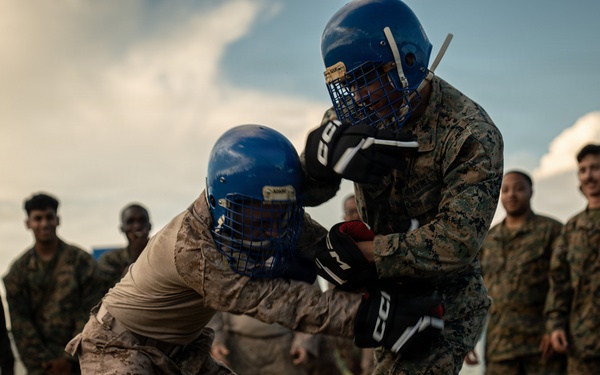 U.S. Marines compete in pugil stick training during Sea Breeze 26 in Romania