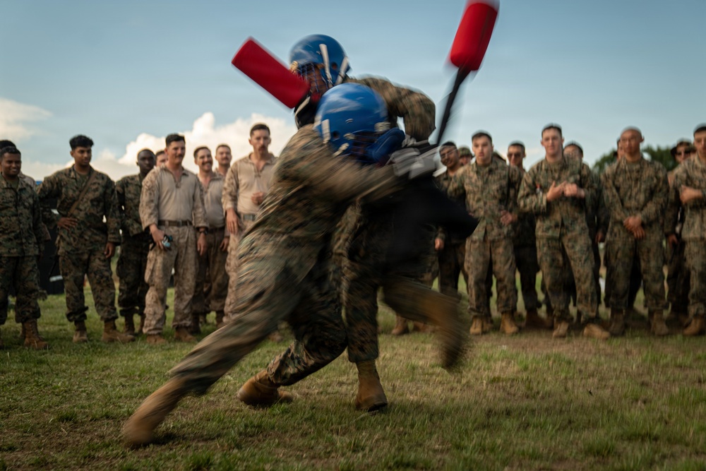 U.S. Marines compete in pugil stick training during Sea Breeze 26 in Romania