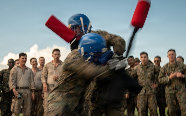 U.S. Marines compete in pugil stick training during Sea Breeze 26 in Romania