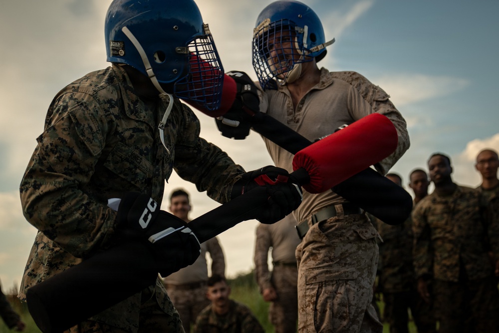 U.S. Marines compete in pugil stick training during Sea Breeze 26 in Romania