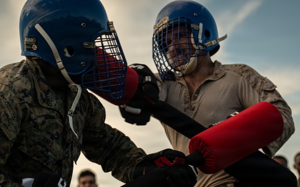 U.S. Marines compete in pugil stick training during Sea Breeze 26 in Romania