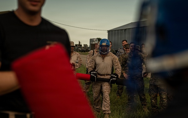 U.S. Marines compete in pugil stick training during Sea Breeze 26 in Romania