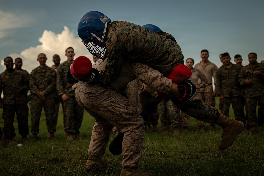 U.S. Marines compete in pugil stick training during Sea Breeze 26 in Romania