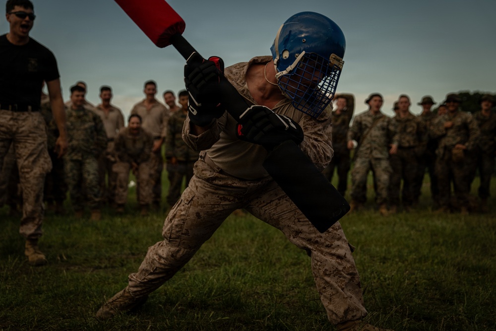 U.S. Marines compete in pugil stick training during Sea Breeze 26 in Romania