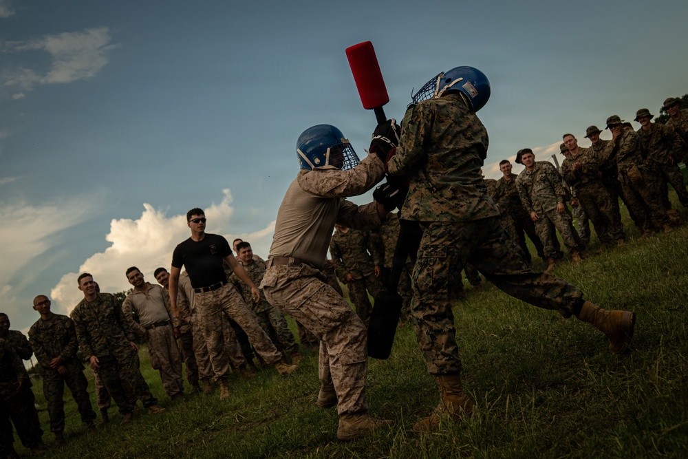 U.S. Marines compete in pugil stick training during Sea Breeze 26 in Romania