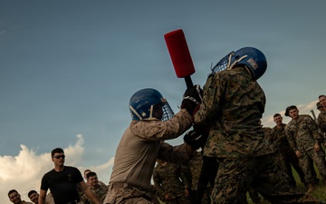 U.S. Marines compete in pugil stick training during Sea Breeze 26 in Romania