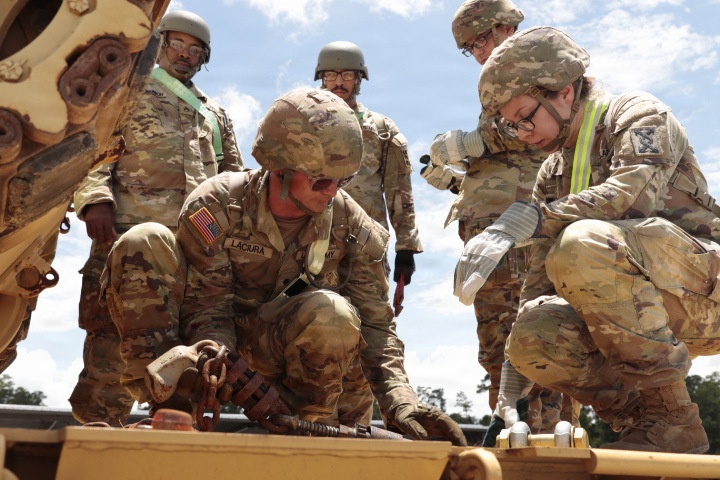 Soldiers from 441st Transportation Company conduct rail operations training