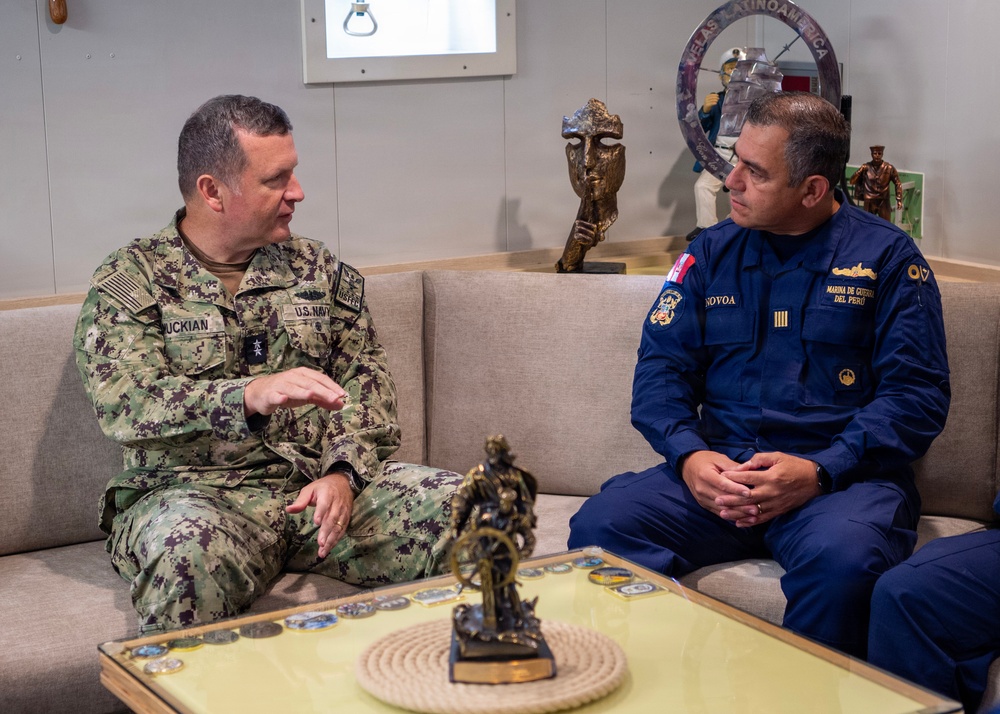 Rear Adm. Muckian Visits Peruvian Navy Oiler