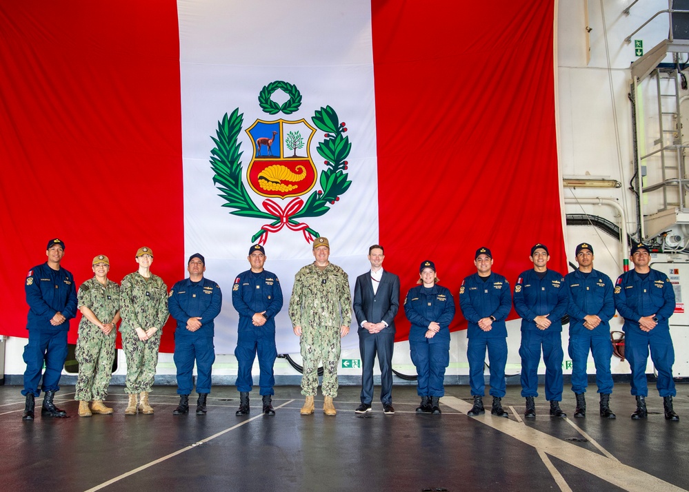 Rear Adm. Muckian Visits Peruvian Navy Oiler