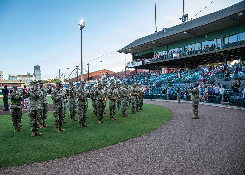 106th Army Band Performs National Anthem at Arkansas Travelers Baseball Game