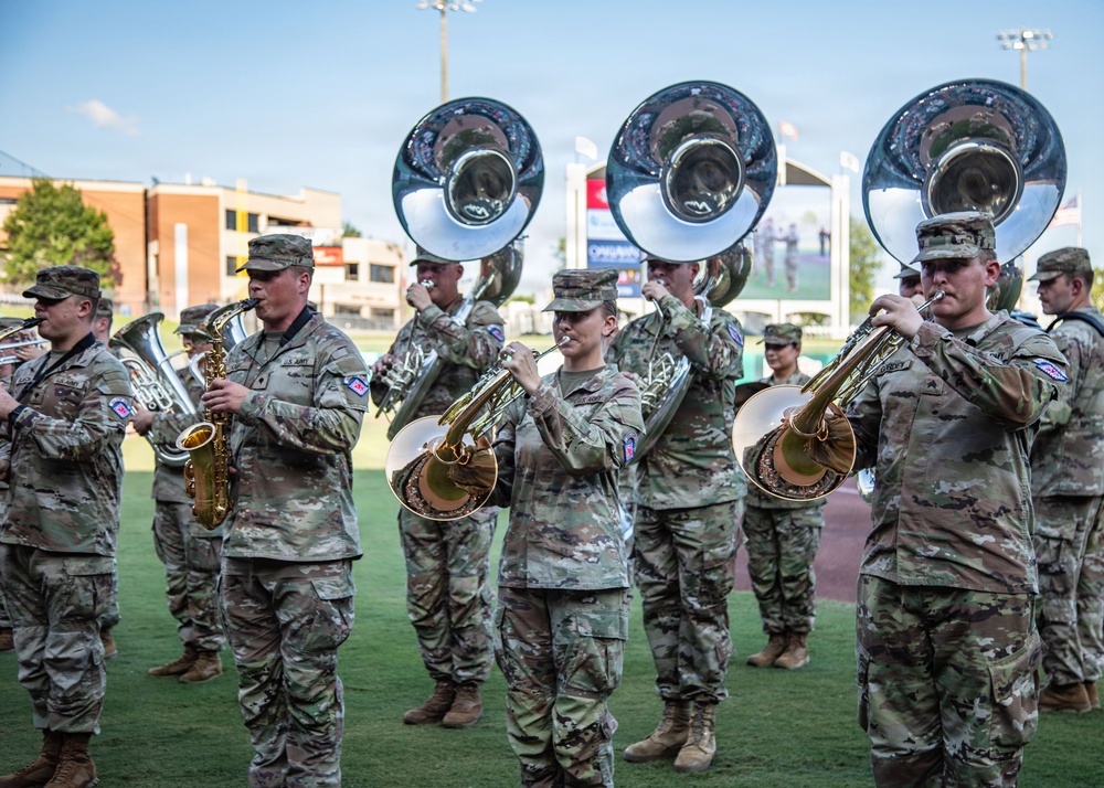 106th Army Band Performs National Anthem at Arkansas Travelers Baseball Game