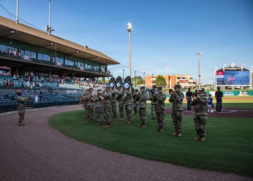 106th Army Band Performs National Anthem at Arkansas Travelers Baseball Game