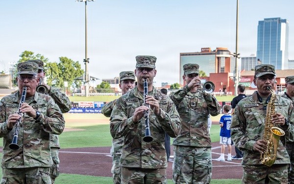 106th Army Band Performs National Anthem at Arkansas Travelers Baseball Game
