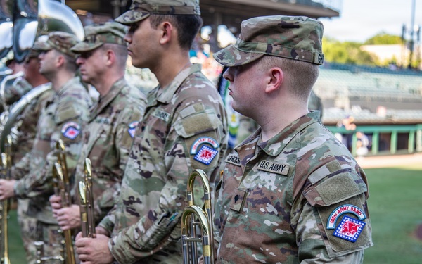 106th Army Band Performs National Anthem at Arkansas Travelers Baseball Game