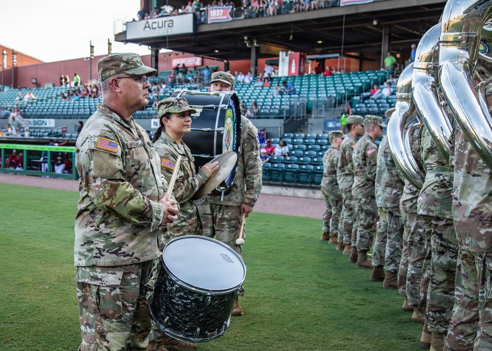 106th Army Band Performs National Anthem at Arkansas Travelers Baseball Game