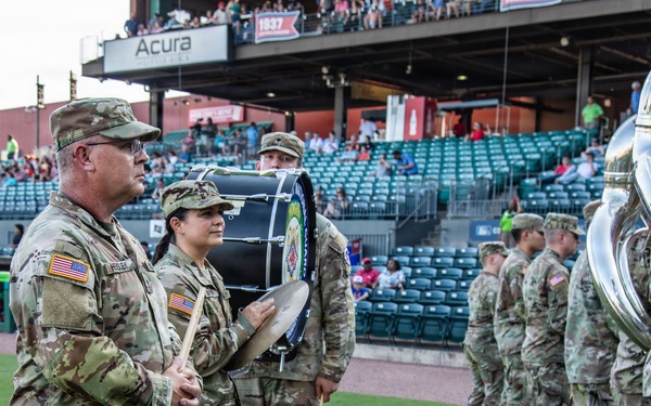 106th Army Band Performs National Anthem at Arkansas Travelers Baseball Game